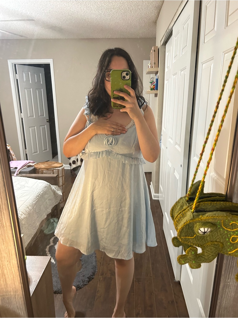 wild fable Light Blue Ruffled Strap Chemise Slip - Picture 4 of 6